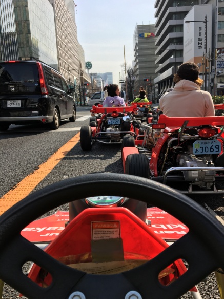 Driving Go-Karts on the streets of Osaka.